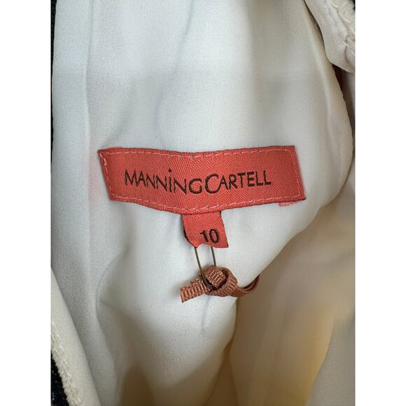 Manning Cartell Enamel Peplum Crochet Cocktail Dress Womens 10 Cream Black NEW - Picture 14 of 14